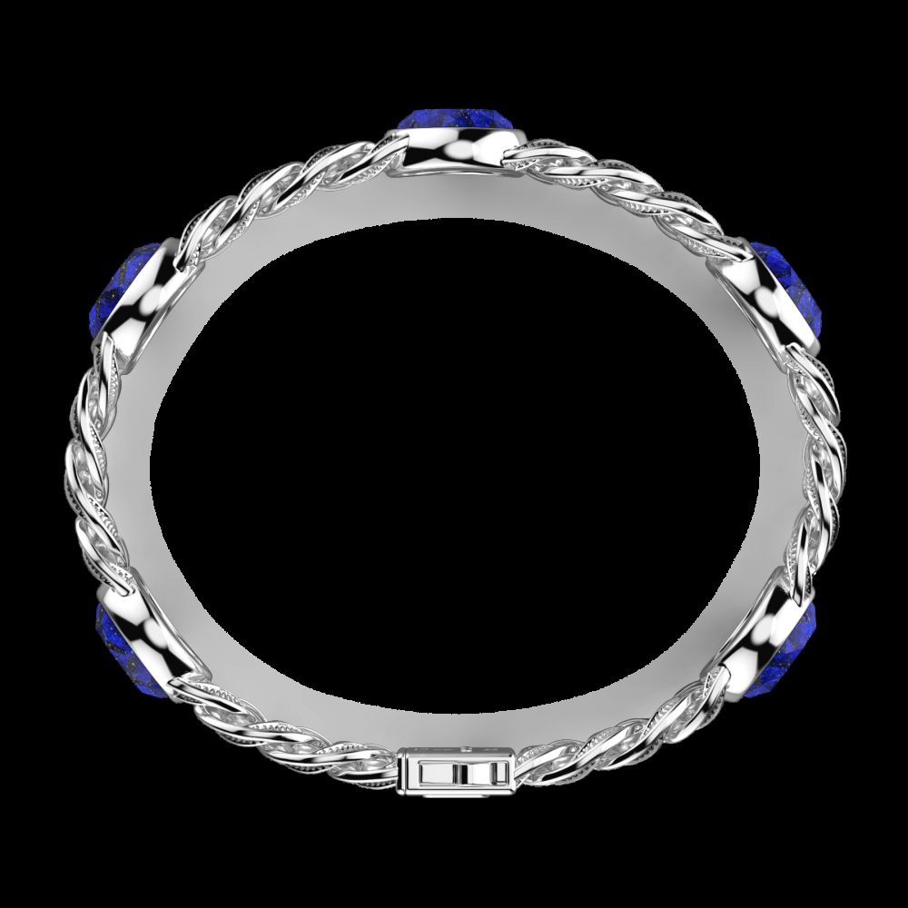 Zancan Bracciale a grumetta Zancan in argento con finitura striata in nero e pietre blu Sottocosto