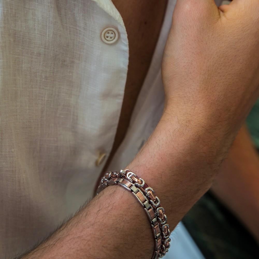 Zancan Bracciale da uomo Zancan catena in argento e oro 18k In Vendita
