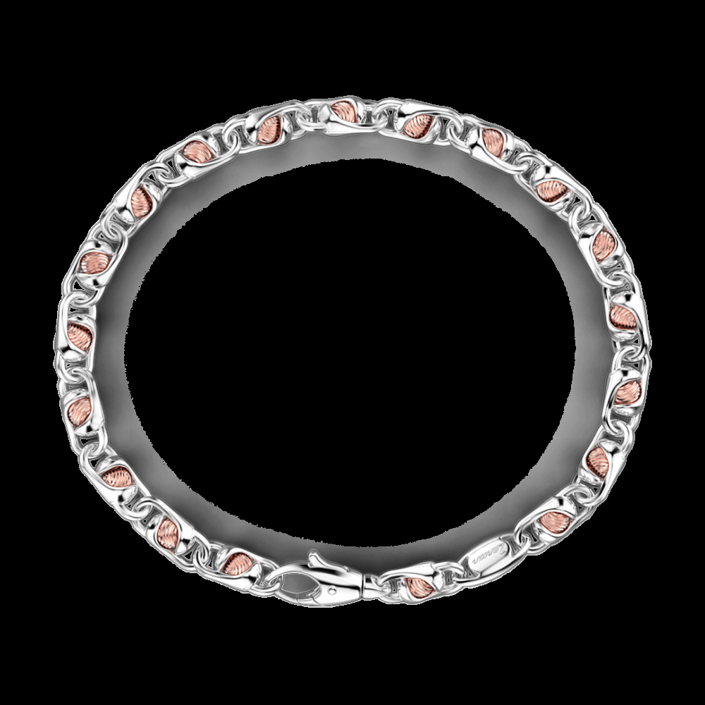 Zancan Bracciale da uomo Zancan catena in argento e oro rosa Nuovo