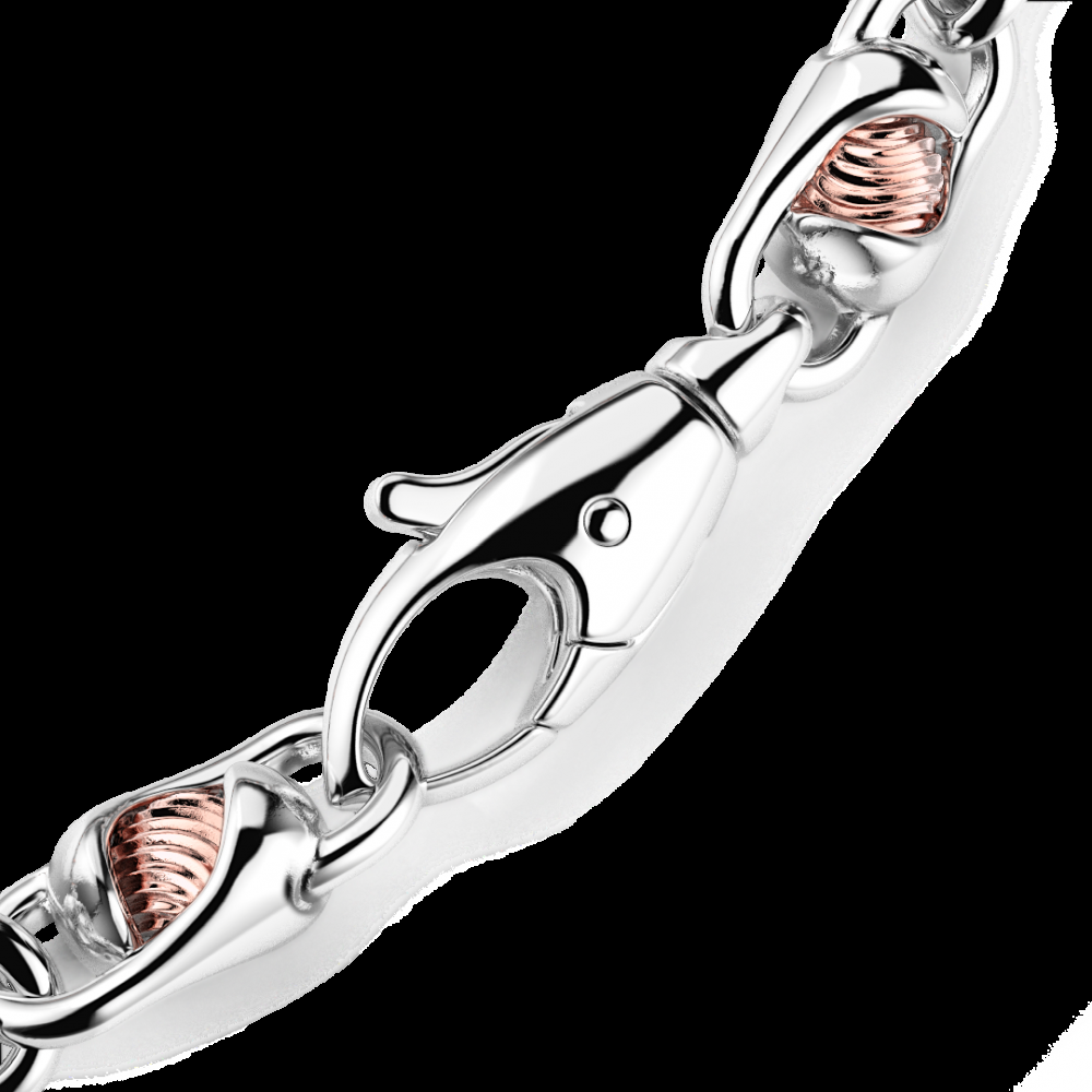 Zancan Bracciale da uomo Zancan catena in argento e oro rosa Nuovo