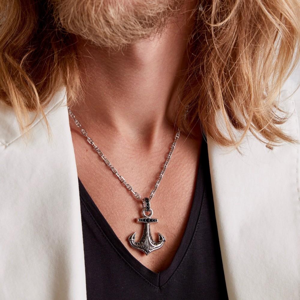 Zancan Collana Zancan in argento pendente ad acora con pietre nere Soddisfazione Garantita