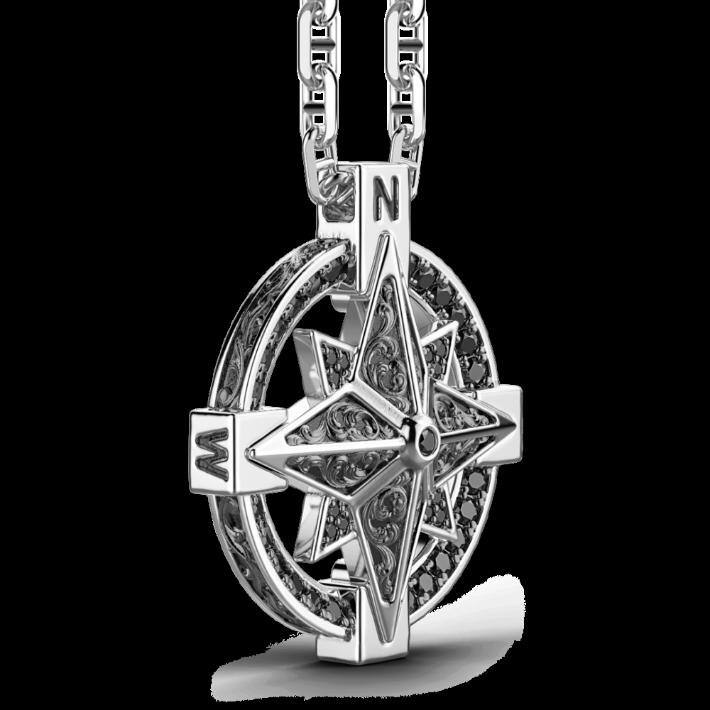 Zancan Collana Zancan in argento con pendente a rosa dei venti e pietre nere Qualità Garantita