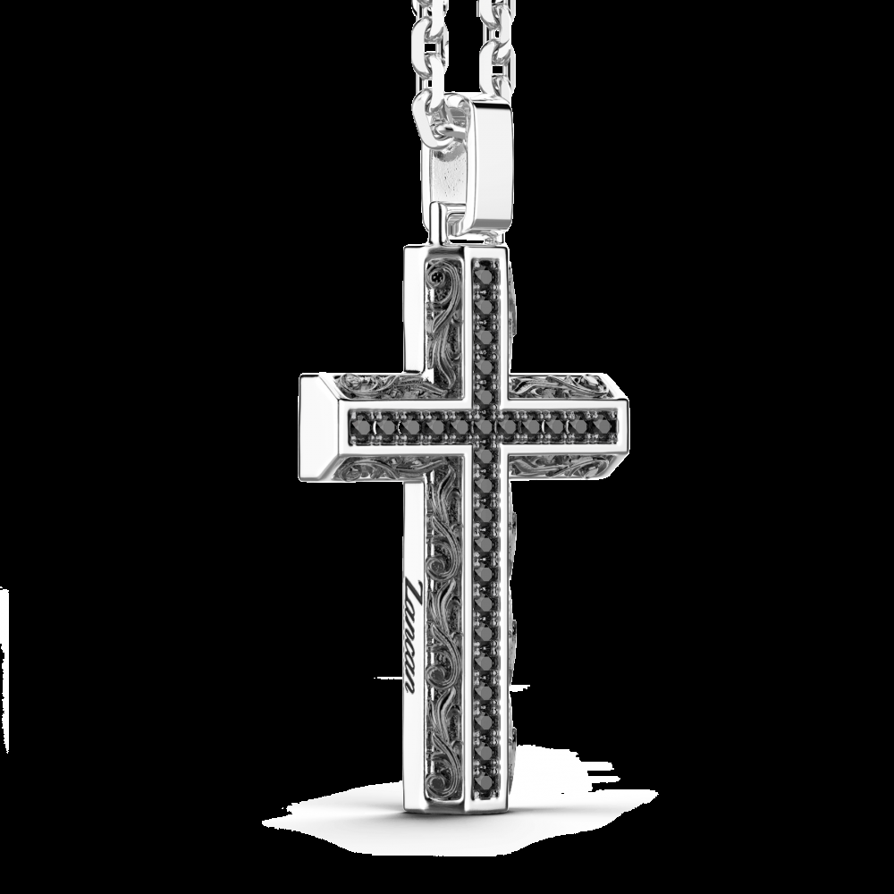 Zancan Collana Zancan in argento con pendente a croce e pietre nere Promozione Limitata