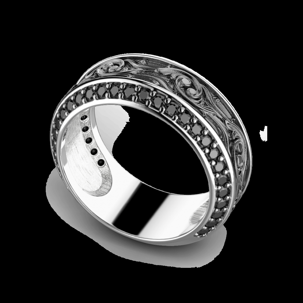 Zancan Anello Zancan in argento a fede con pietre nere Fino Al -60%