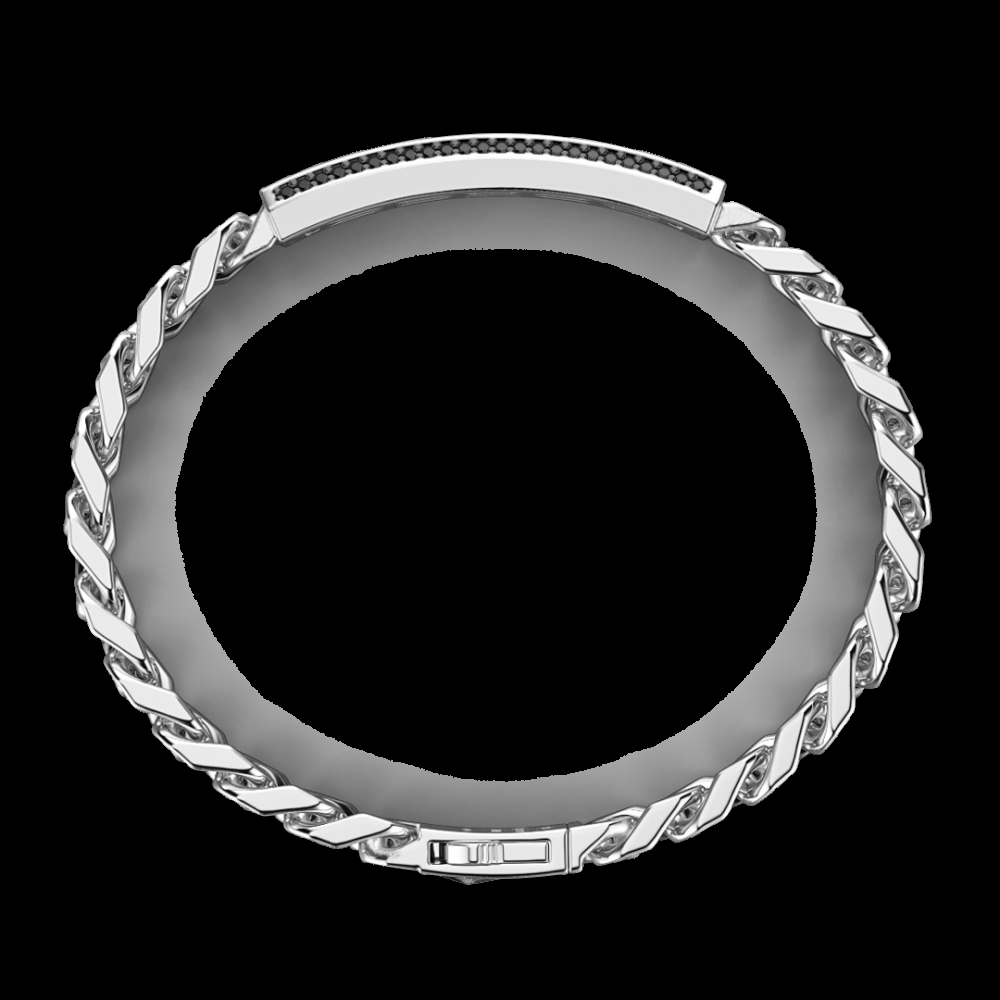 Zancan Bracciale Zancan in argento a grumetta con targa e pietre nere Shopping Online