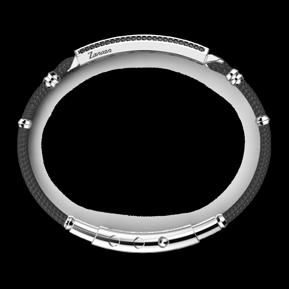 Zancan Bracciale Zancan in Kevlar con targa in argento e pietre nere Affare Del Giorno