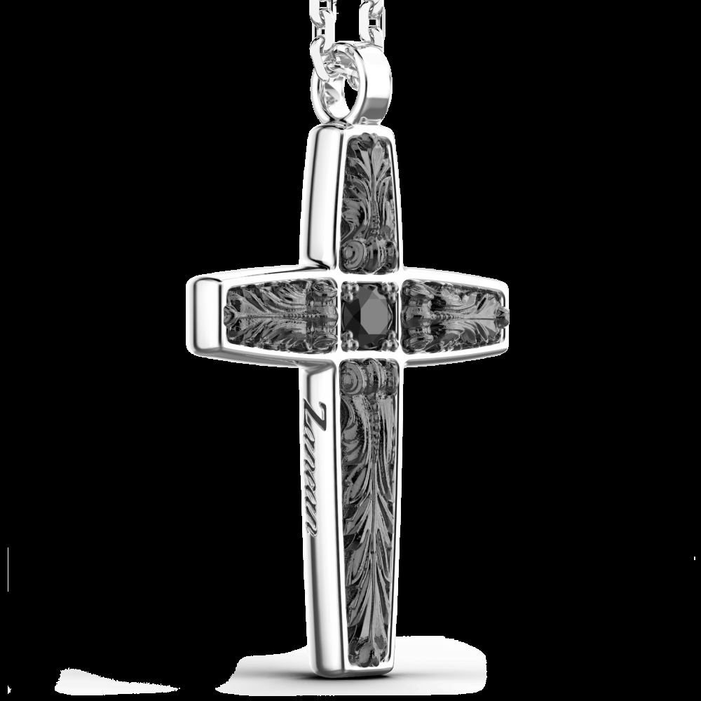 Zancan Collana Zancan in argento con pendente a croce e pietre nere Sottocosto
