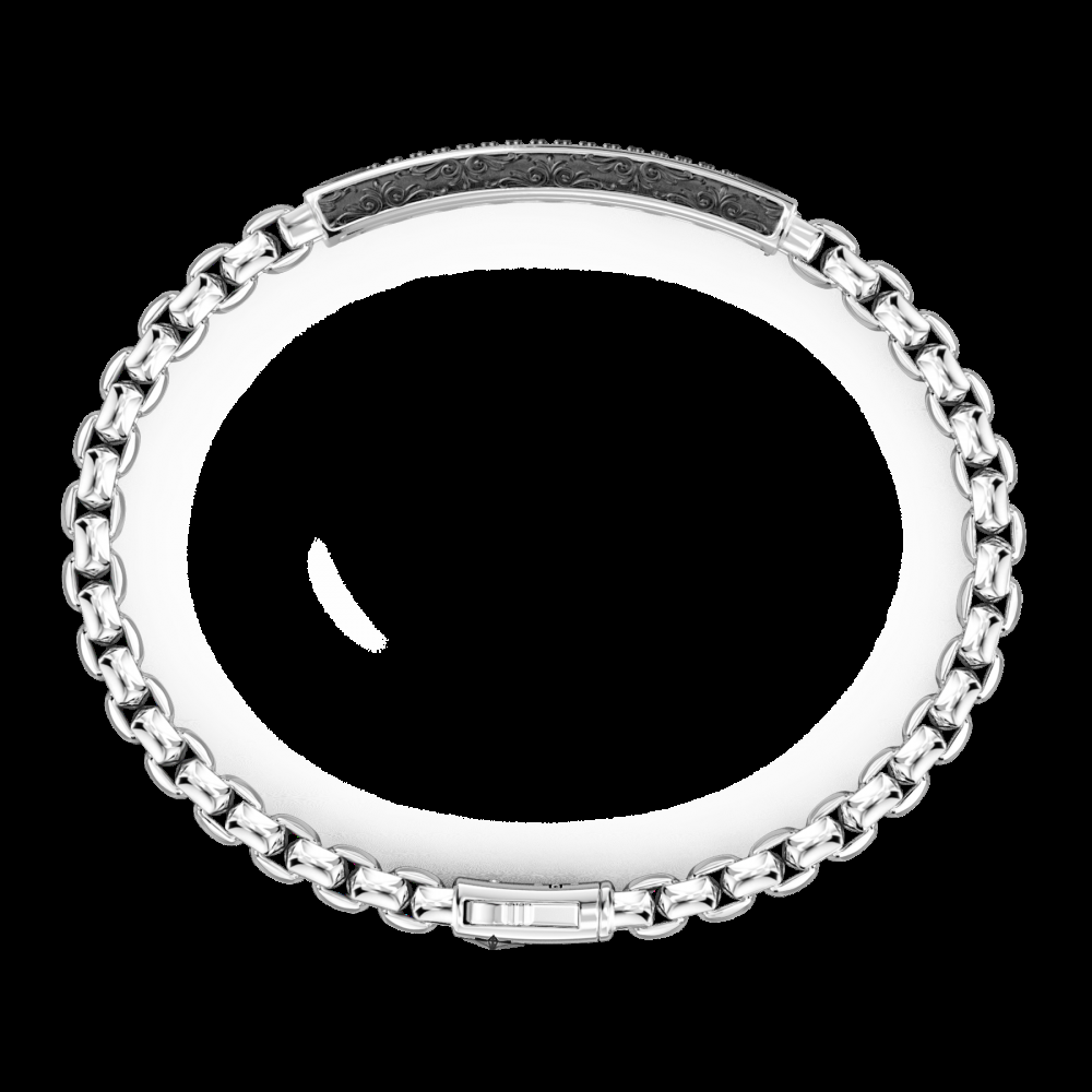 Zancan Bracciale Zancan in argento con targa e pietre nere Convenienza