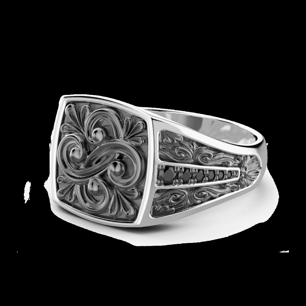 Zancan Anello chevalier Zancan in argento e pietre nere Presa