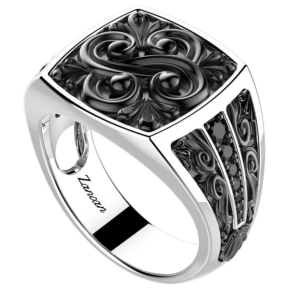 Zancan Anello chevalier Zancan in argento e pietre nere Presa
