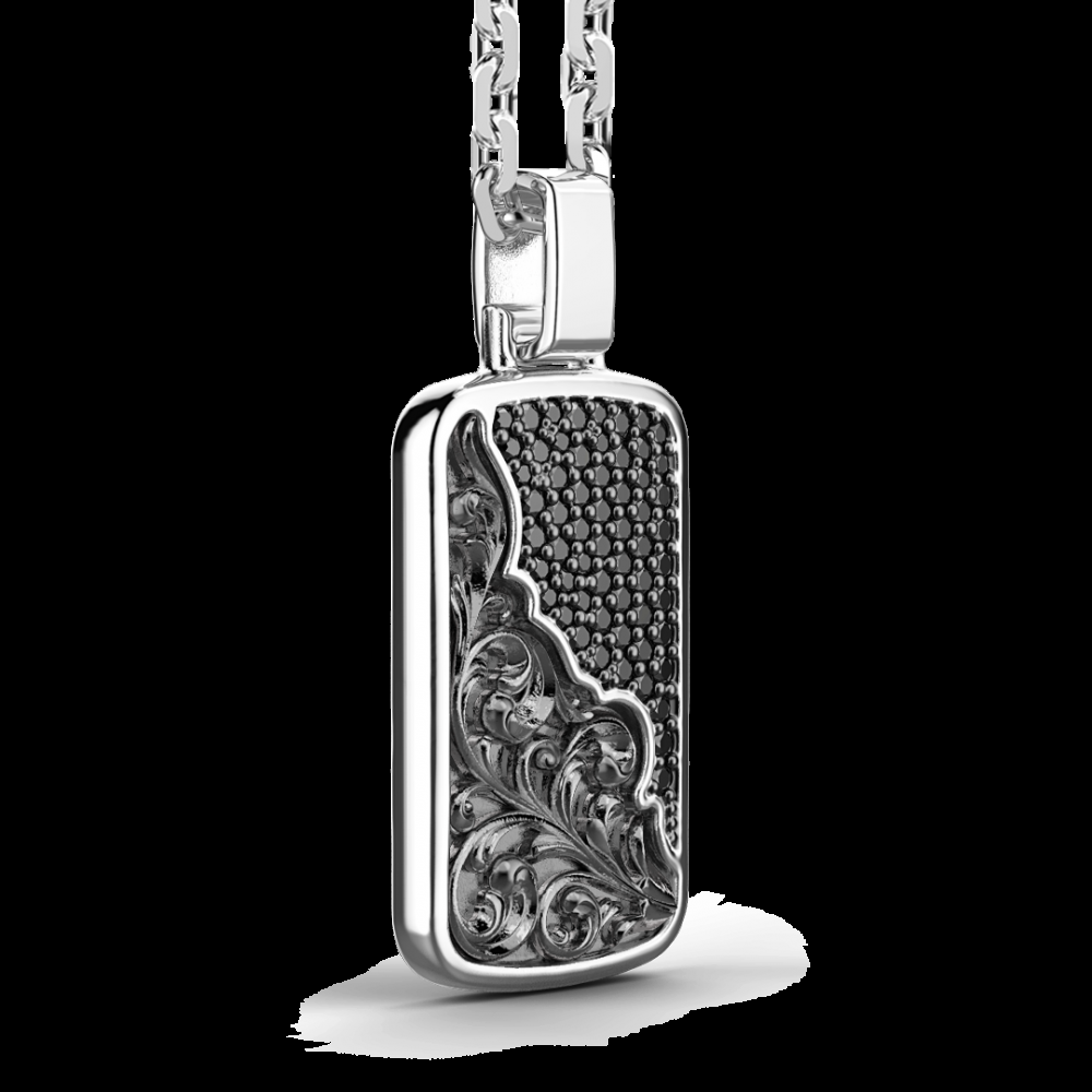 Zancan Collana Zancan in argento a targa con pietre nere Sconto