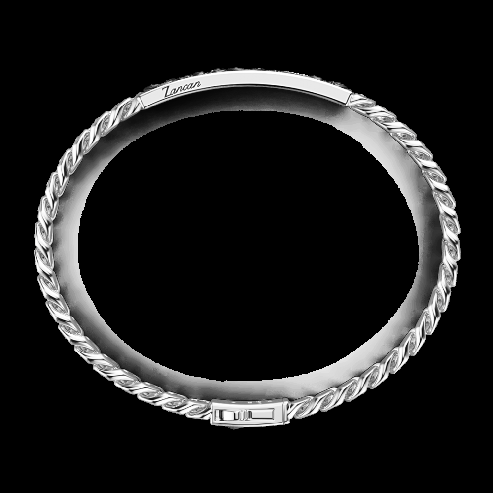Zancan Bracciale Zancan in argento a grumetta con targa e pietre nere Offerta