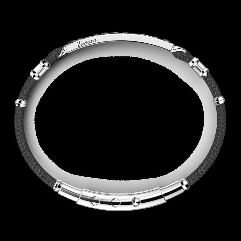 Zancan Bracciale Zancan in argento kevlar e pietre nere Economico