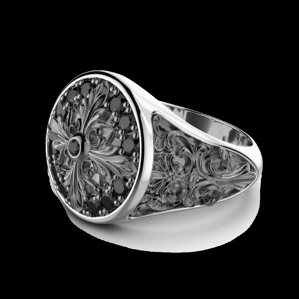 Zancan Anello chevalier Zancan in argento e pietre nere Online