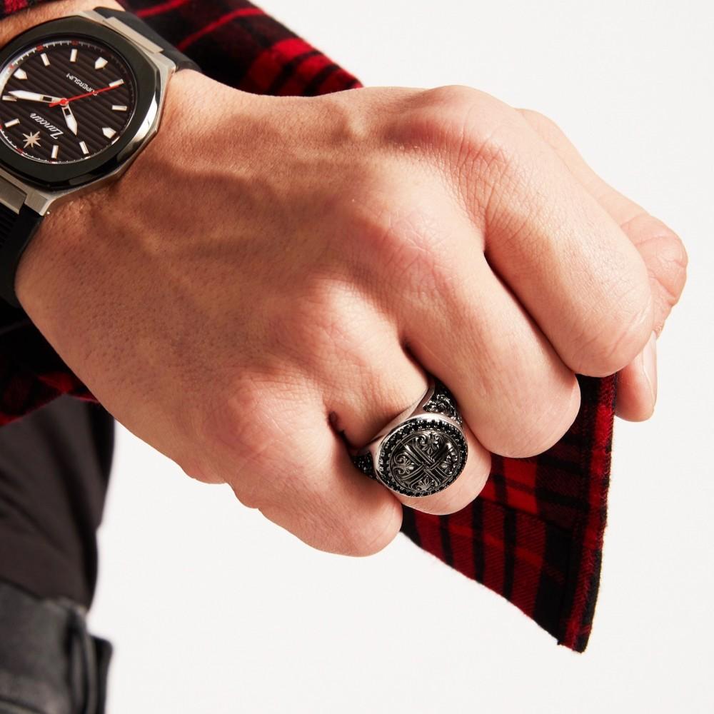 Zancan Anello Zancan in argento con pietre nere Offerte