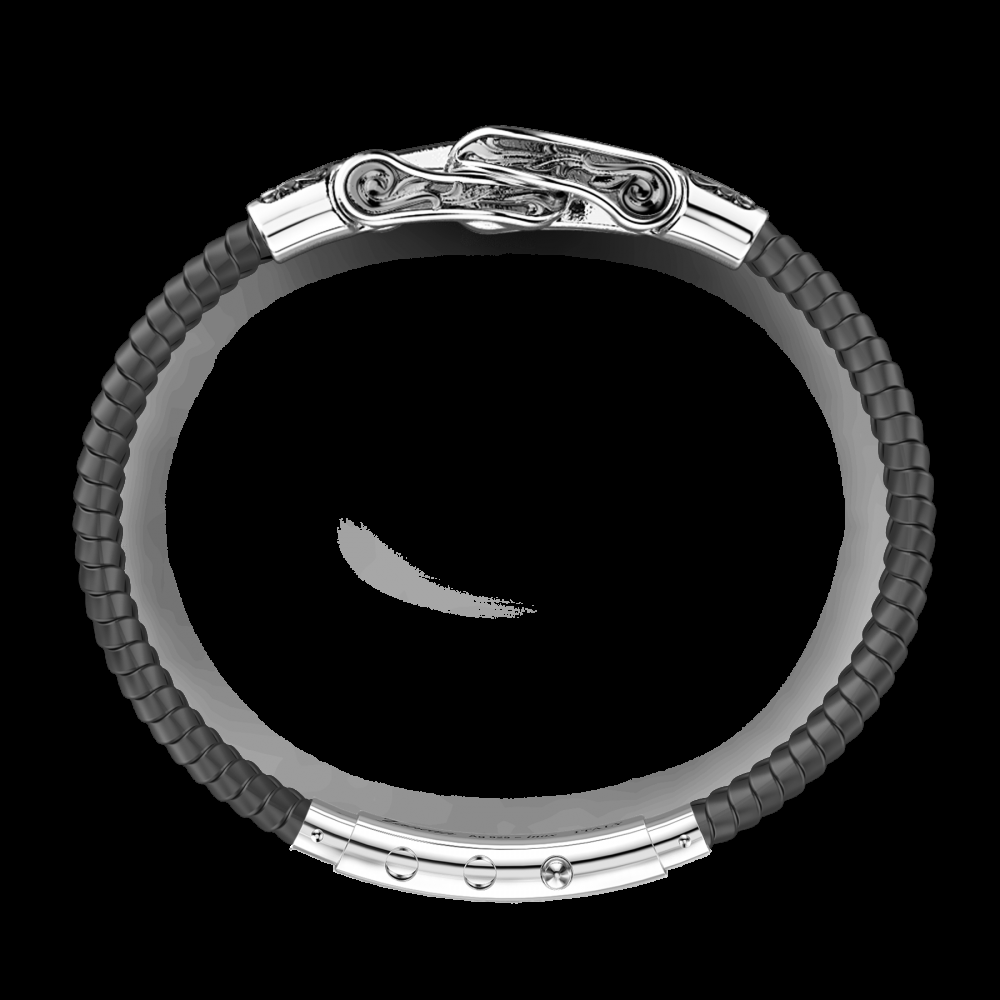 Zancan Bracciale Zancan in silicone con targa in argento e pietre nere Hotsell