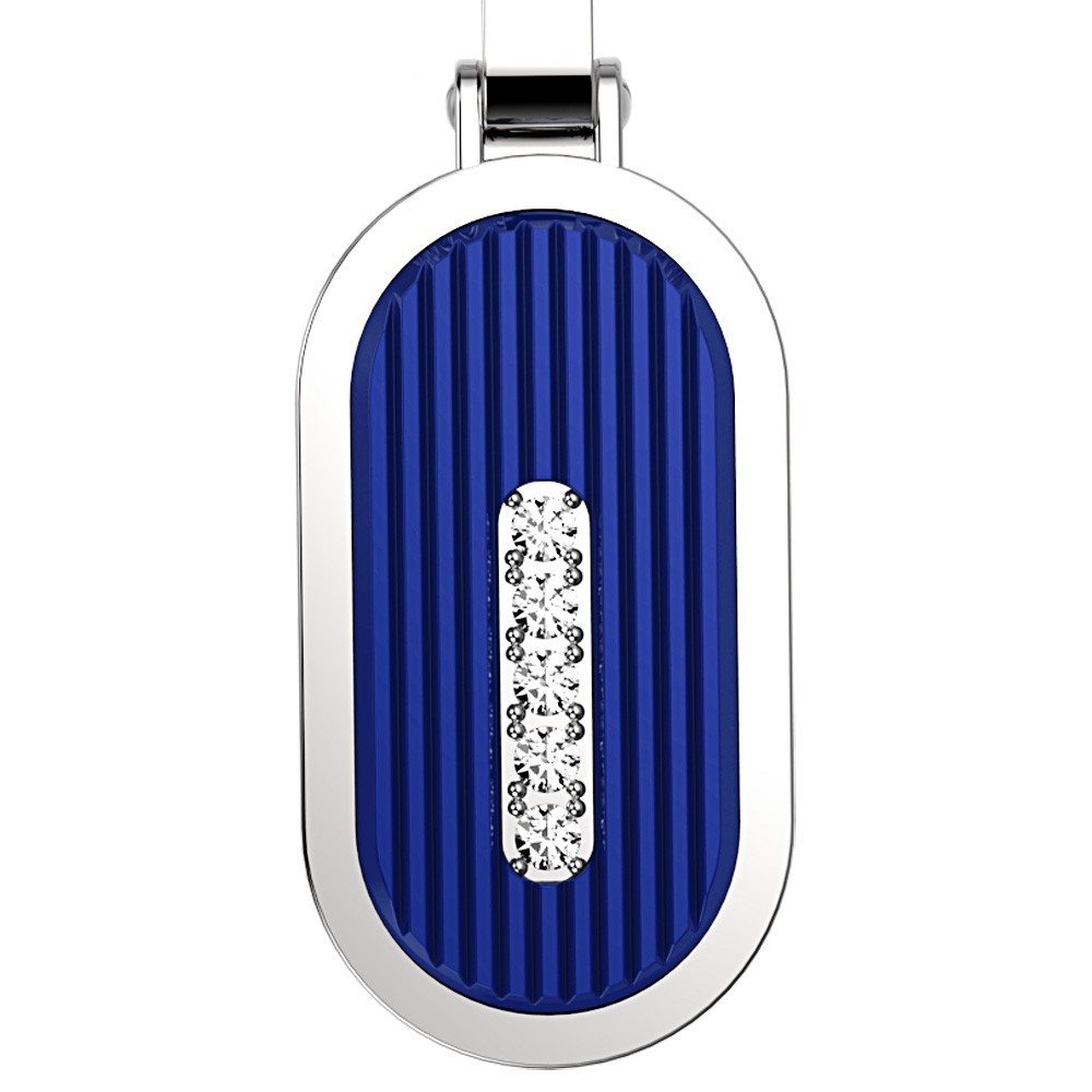 Zancan Collana Zancan in acciaio con piastrina e zaffiro bianco Vendita