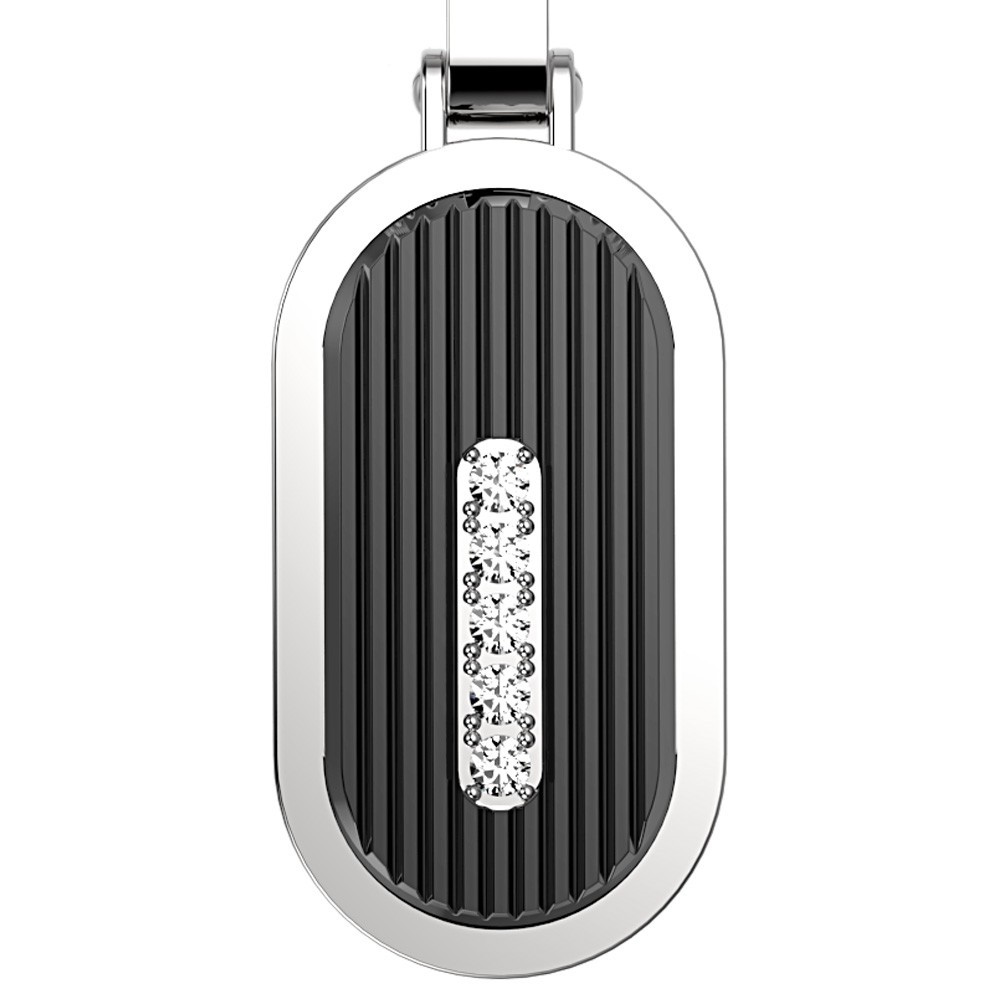 Zancan Collana Zancan in acciaio con piastrina e zaffiro bianco Promozione
