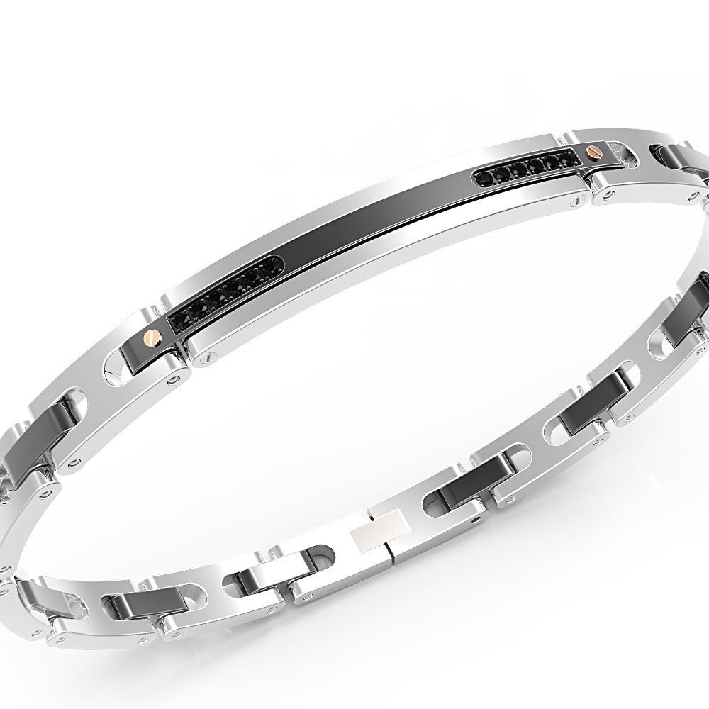 Zancan Bracciale Zancan in acciaio nero e pietre Soddisfazione Garantita