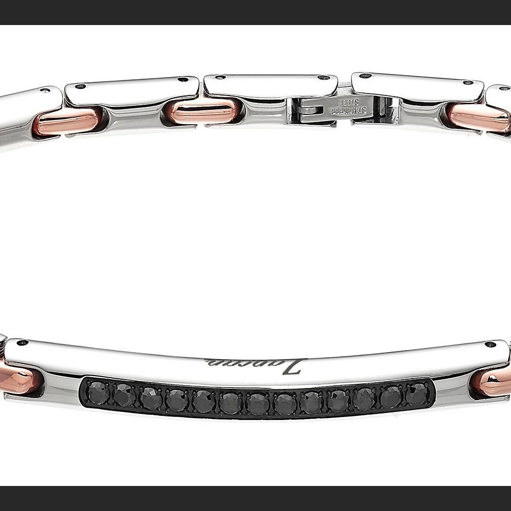 Zancan Bracciale Zancan in acciaio con pietre nere Acquista Ora