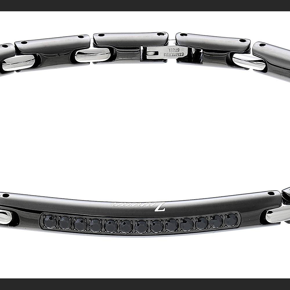Zancan Bracciale Zancan in acciaio con pietre nere Consegna Veloce