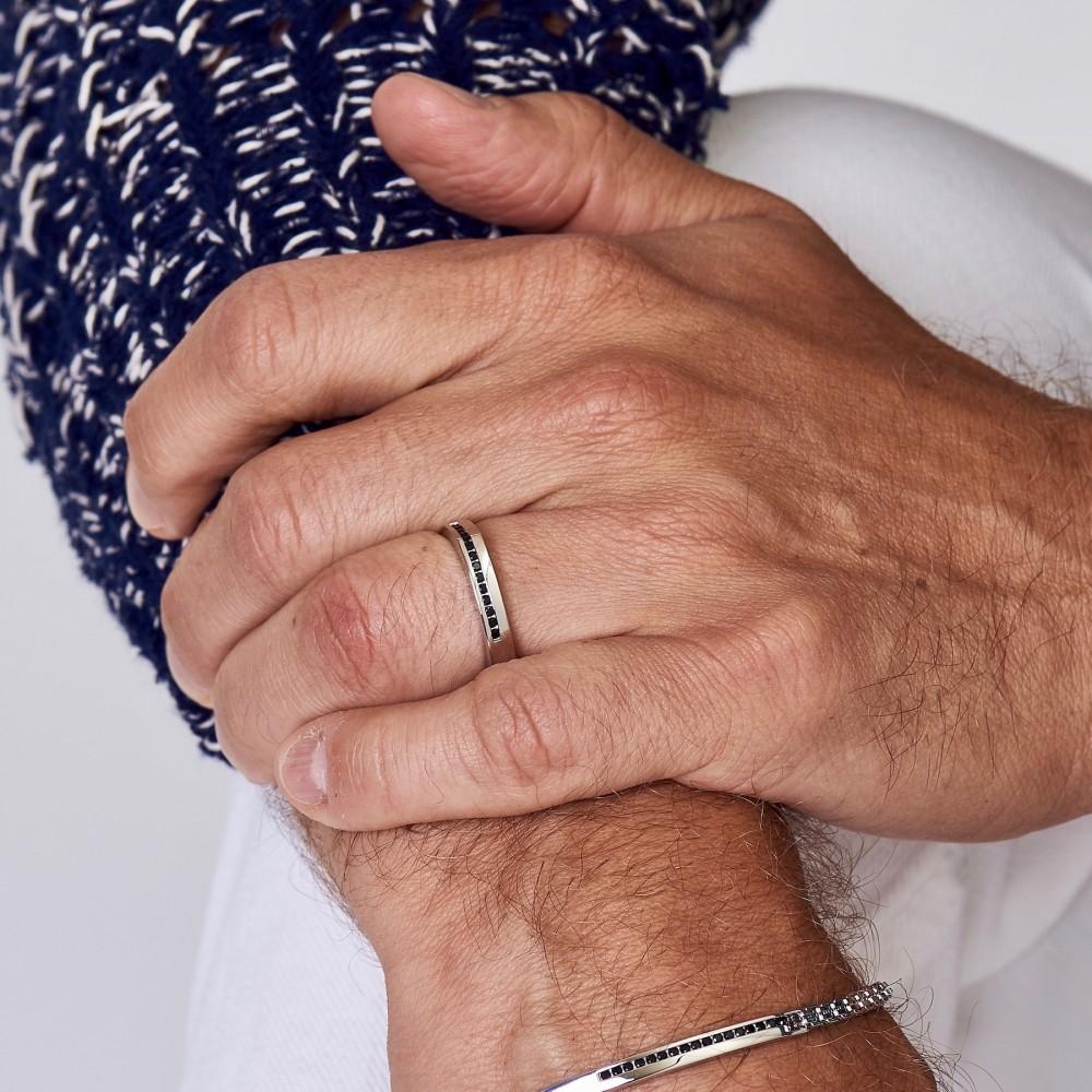 Zancan Anello Zancan in argento con pietre nere Sottocosto