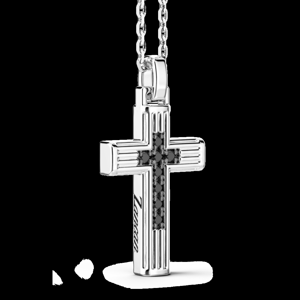 Zancan Collana Zancan in argento con pendente a croce e spinelli neri Offerta esclusiva