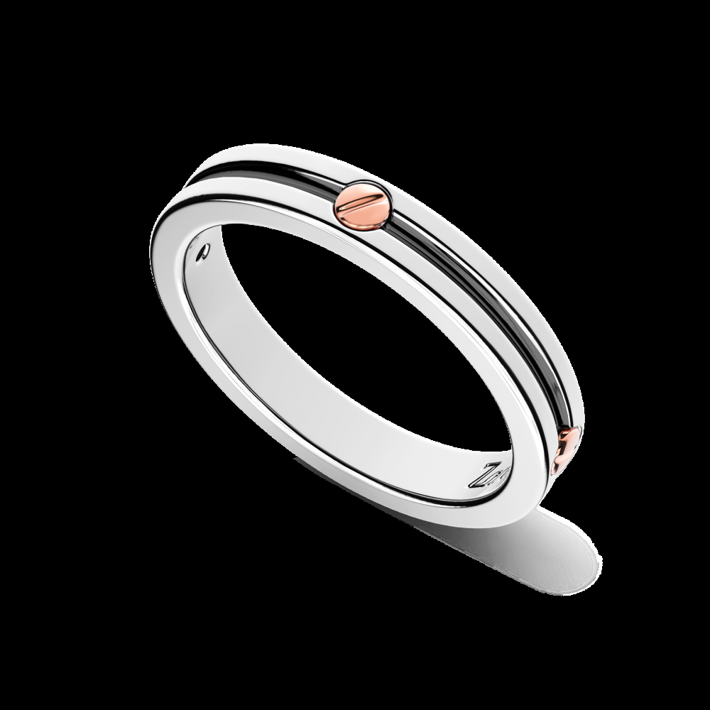 Zancan Anello a fede Zancan in argento con vite in oro rosa Vendite Flash