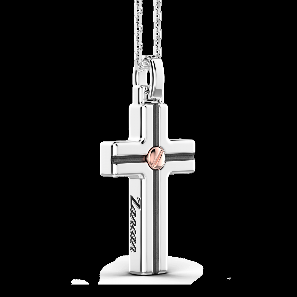 Zancan Collana Zancan in argento con pendente a croce e vite in oro rosa Moda