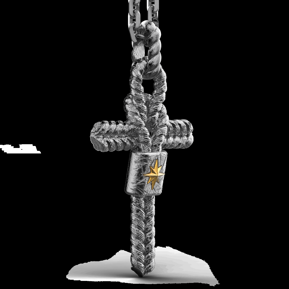 Zancan Collana Zancan in argento brunito con pendente a croce e nodo nautico Promozione