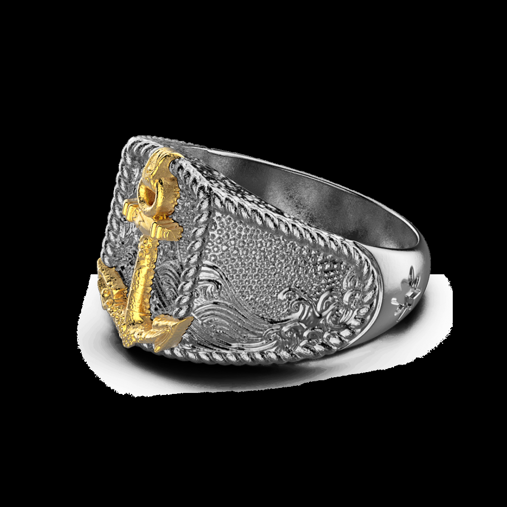 Zancan Anello Zancan in argento brunito con ancora Acquista Ora
