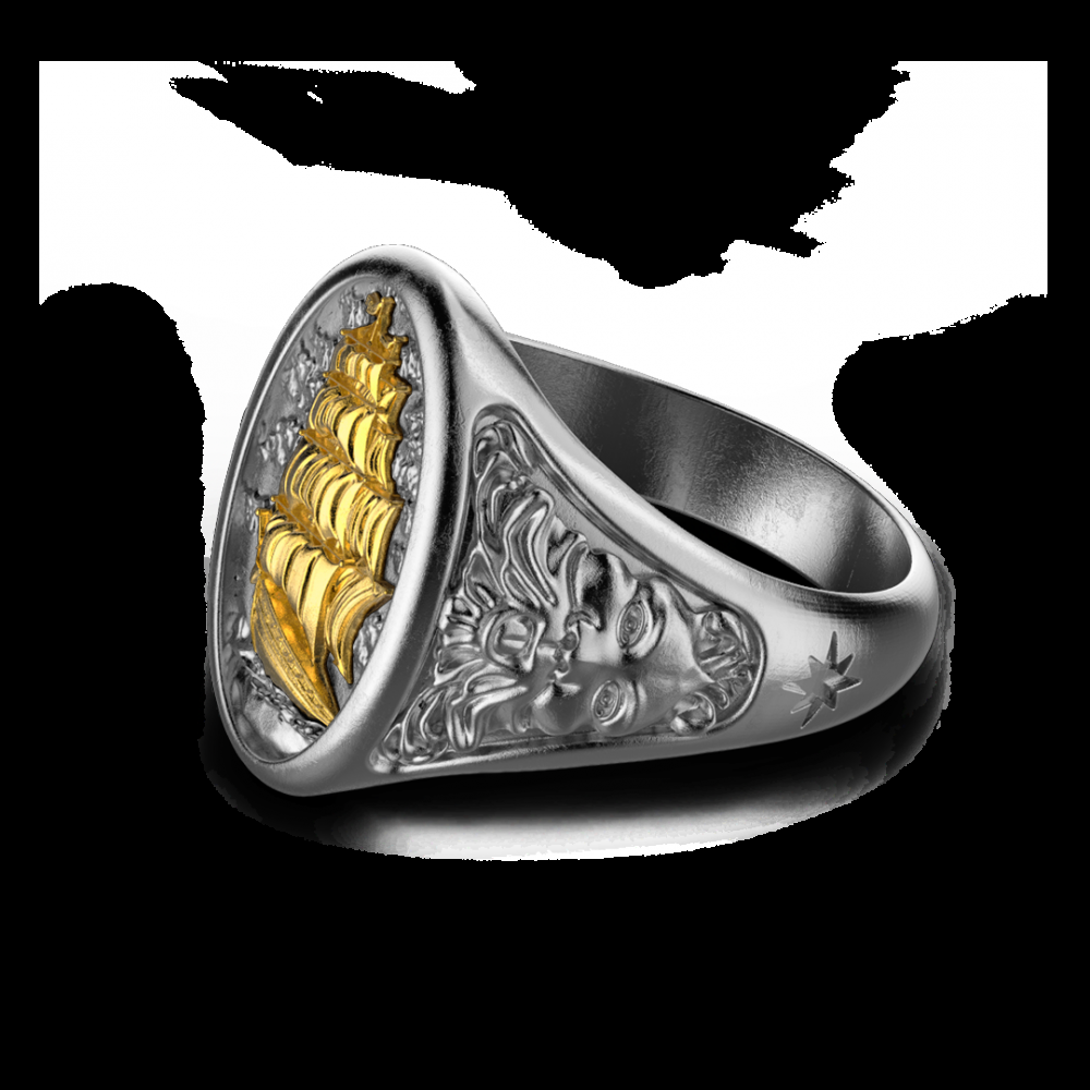 Zancan Anello Zancan in argento brunito con veliero Promozione Limitata