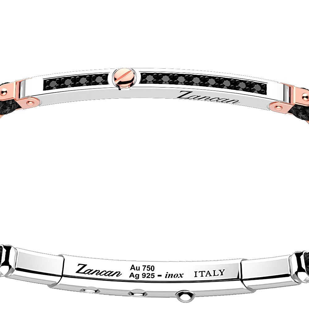 Zancan Bracciale Zancan in argento con inserti in oro 18k pietre e kevlar Offerte