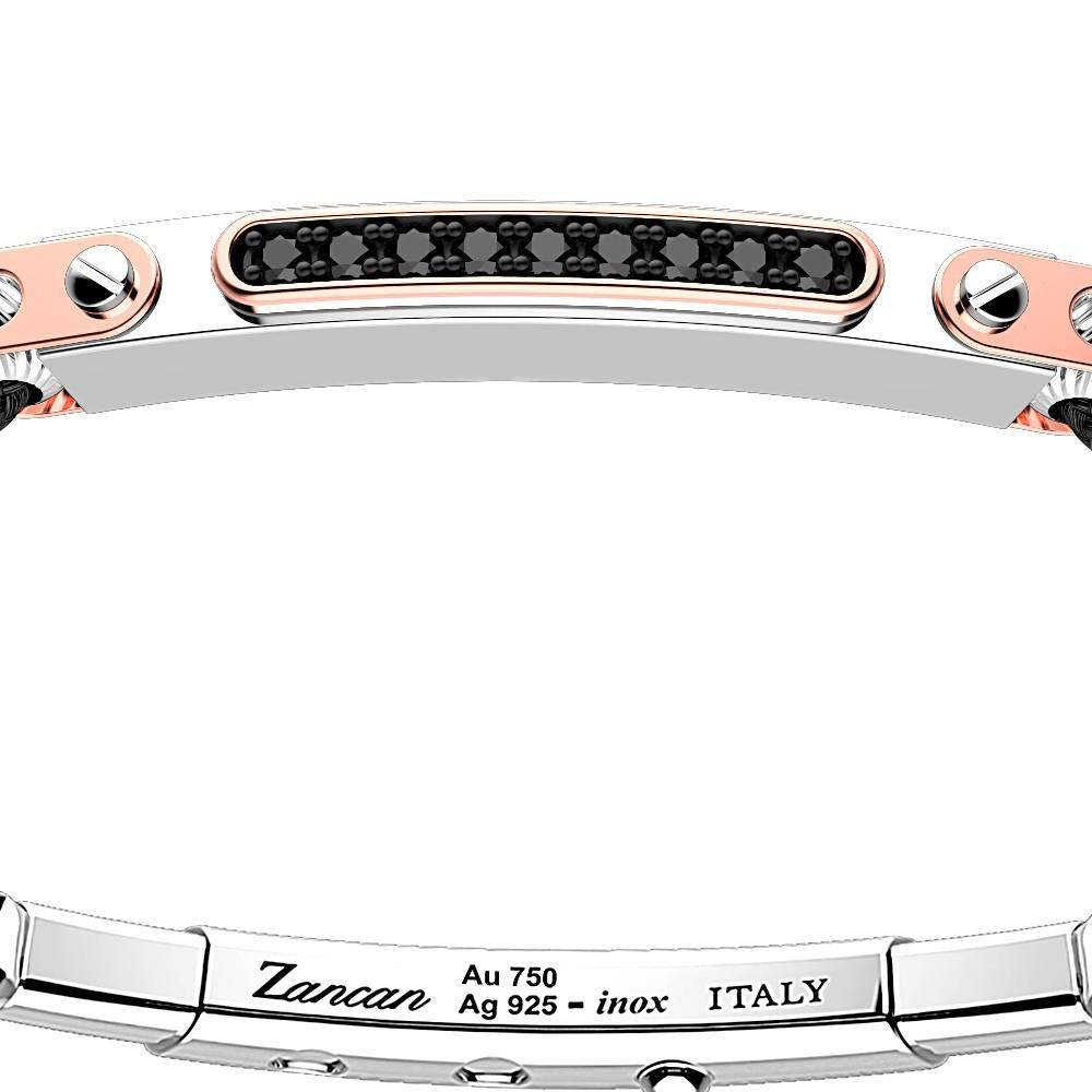 Zancan Bracciale Zancan in argento con inserti in oro 18k pietre e kevlar Vendita Calda