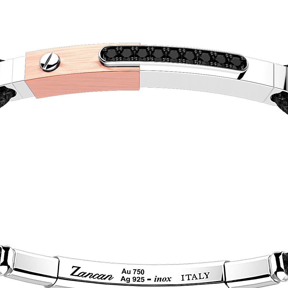 Zancan Bracciale Zancan in argento con inserti in oro 18k pietre e kevlar Vendita Economica