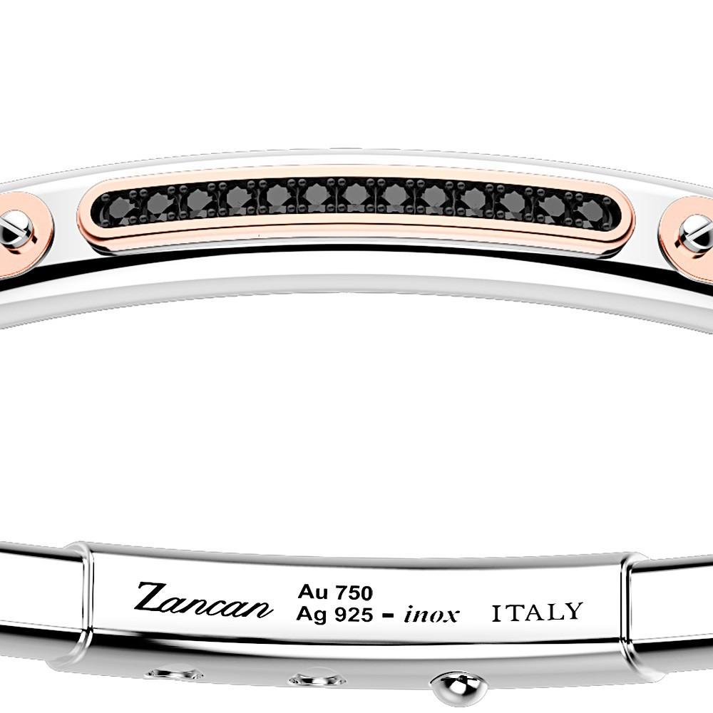 Zancan Bracciale Zancan in argento con inserti in oro 18k pietre e kevlar Italy