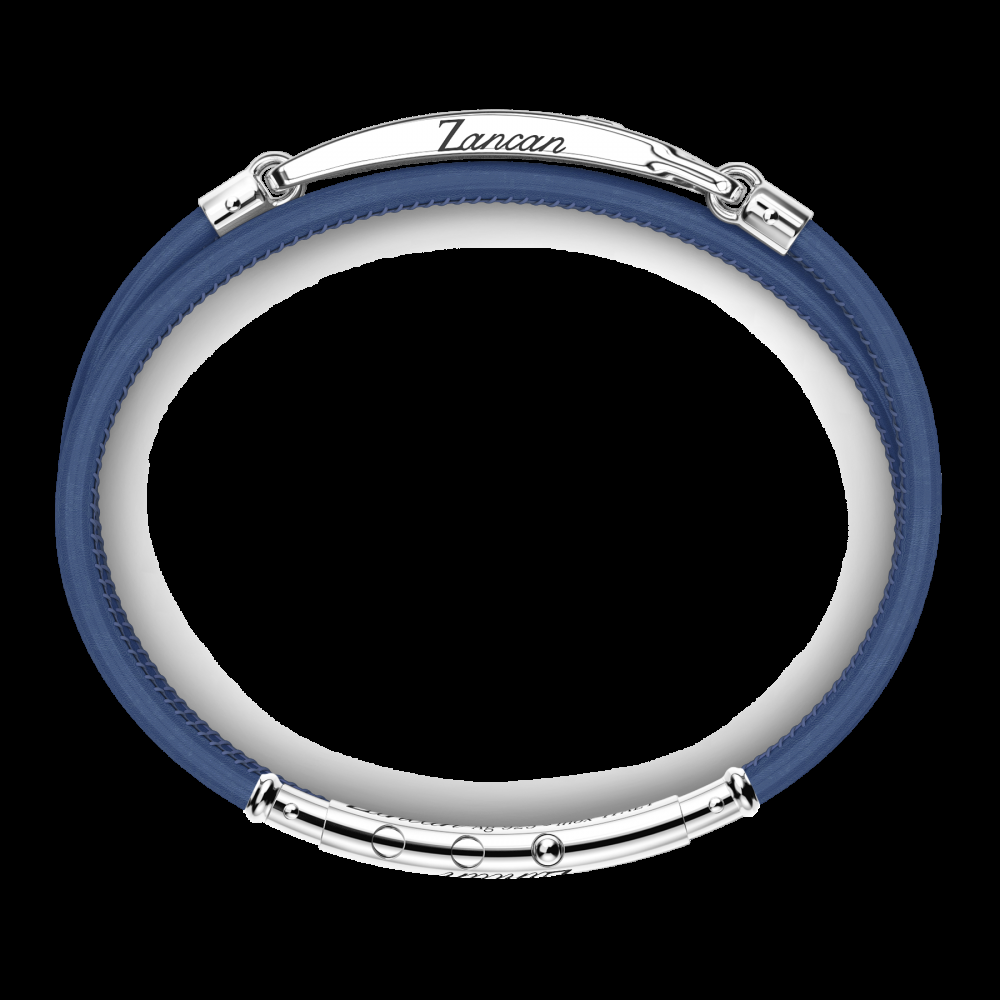 Zancan Bracciale Zancan in pelle naturale con targa in argento e pietre nere Pezzi Unici