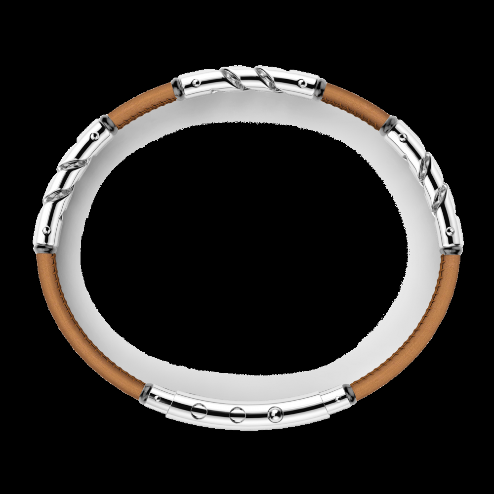 Zancan Bracciale Zancan in pelle naturale con elemnti in argento Qualità Garantita