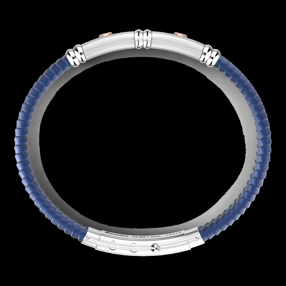 Zancan Bracciale Zancan in silicone nero con targa in argento e dettagli in oro rosa Fino Al -60%
