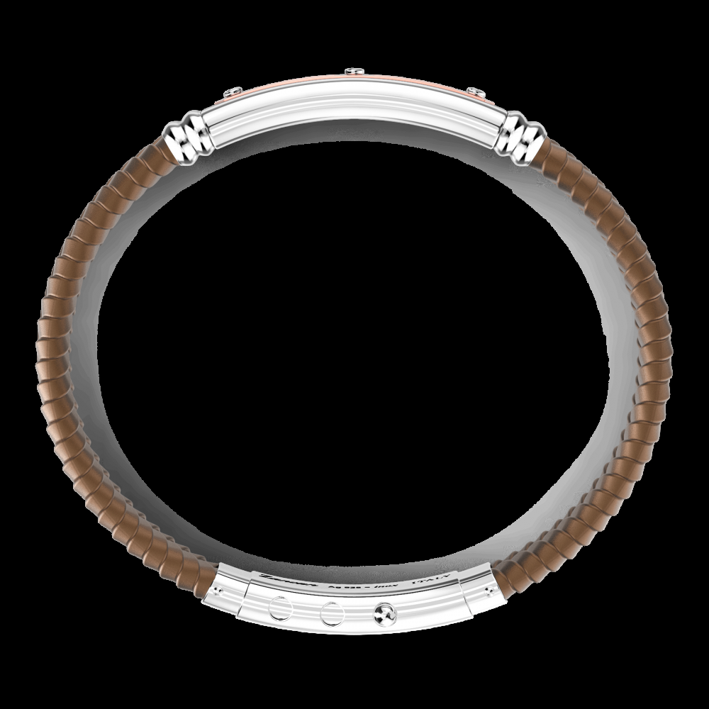 Zancan Bracciale Zancan in silicone nero con targa in argento e dettagli in oro rosa Shopping Online