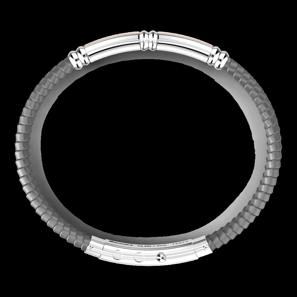 Zancan Bracciale Zancan in silicone nero con targa in argento e dettagli in oro rosa Affare Del Giorno