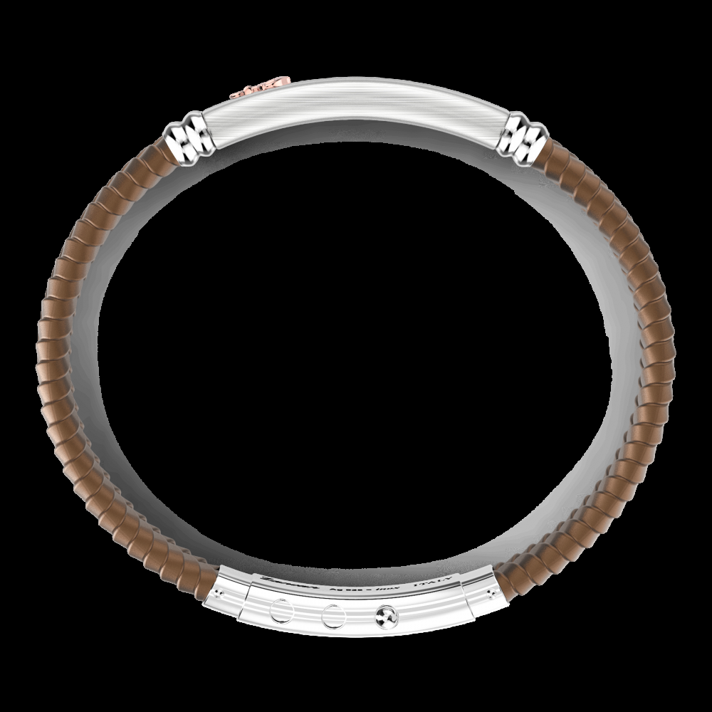 Zancan Bracciale Zancan in silicone nero con targa in argento e dettagli in oro rosa Sottocosto