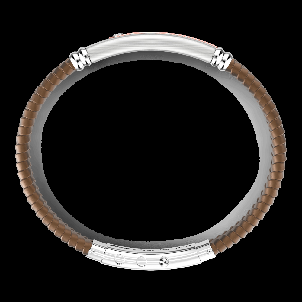 Zancan Bracciale Zancan in silicone nero con targa in argento e dettagli in oro rosa Sconto