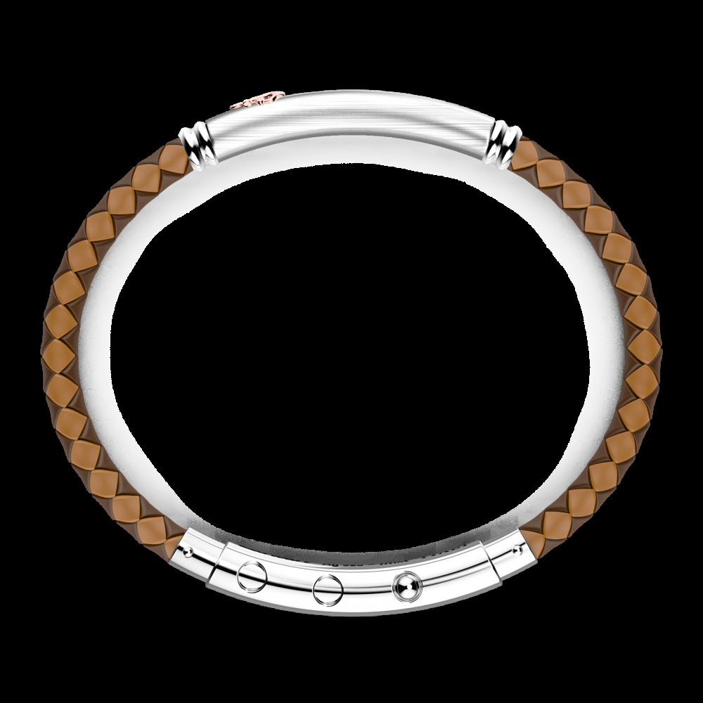 Zancan Bracciale Zancan in silicone nero con targa in argento e dettagli in oro rosa In Vendita