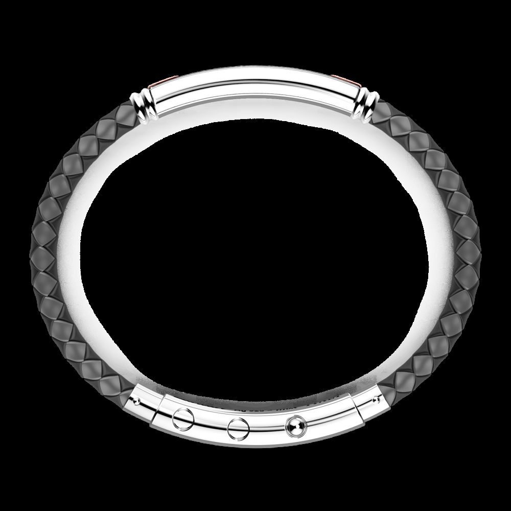 Zancan Bracciale Zancan in silicone nero con targa in argento e dettagli in oro rosa Saldi