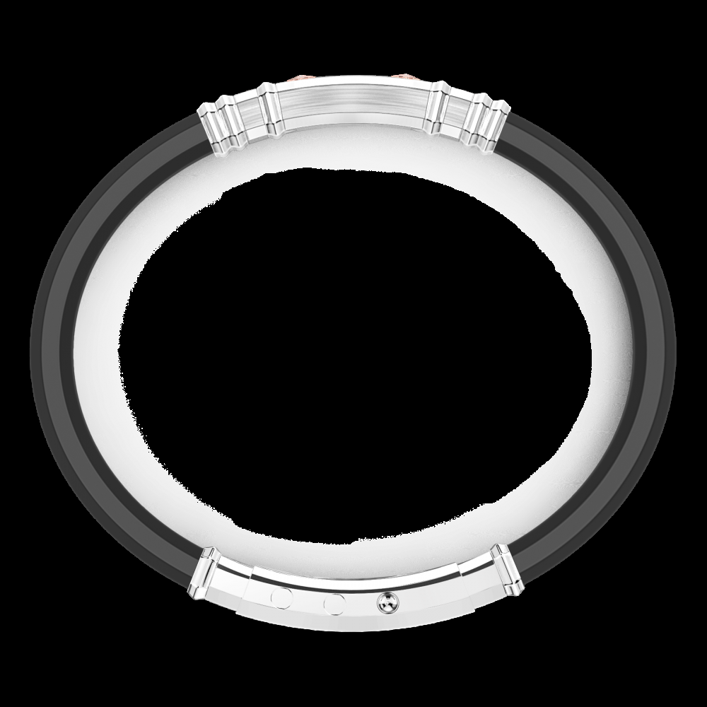 Zancan Bracciale Zancan in silicone nero con targa in argento e dettagli in oro rosa Vendita Economica