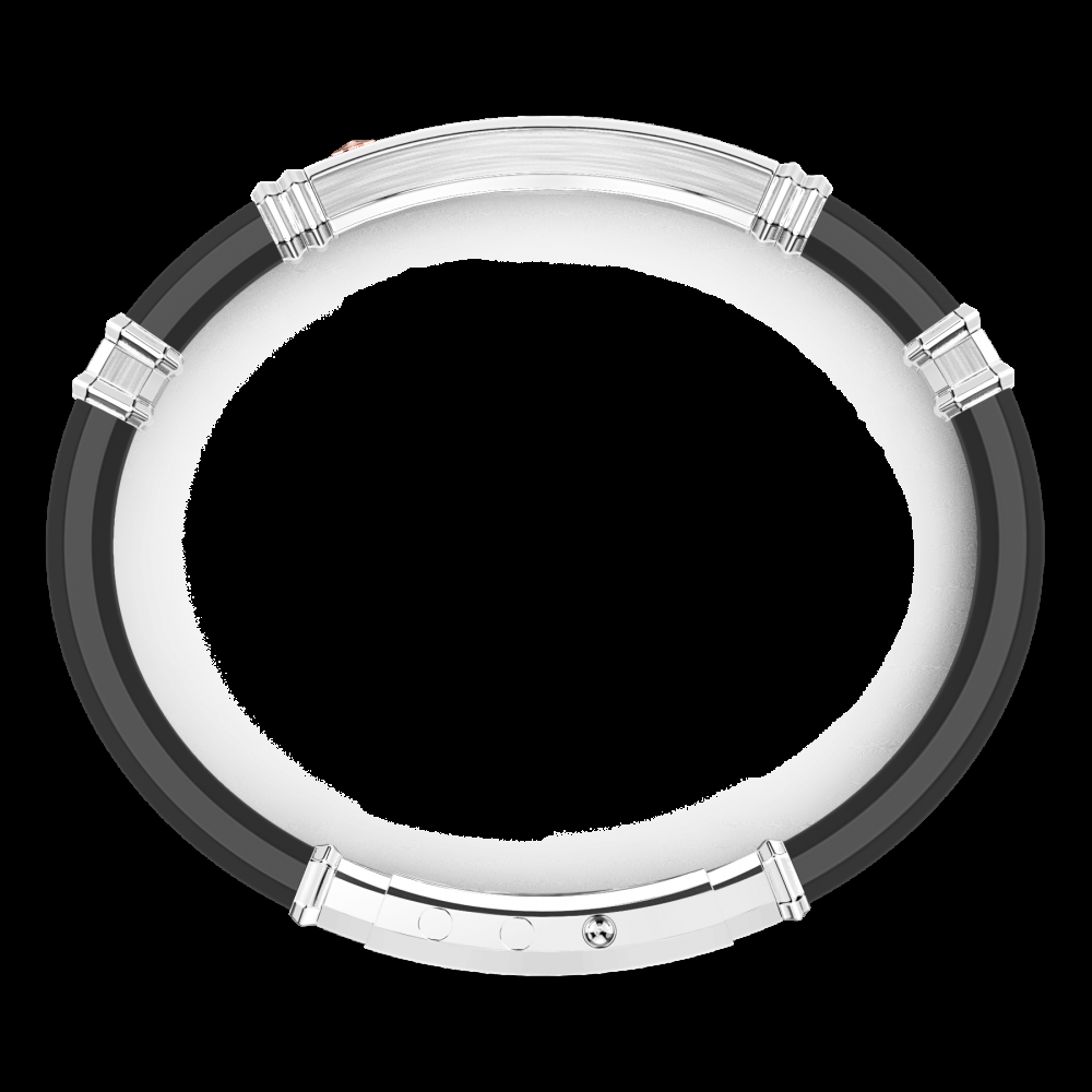 Zancan Bracciale Zancan in silicone nero con targa in argento e dettagli in oro rosa Saldi Di Fabbrica