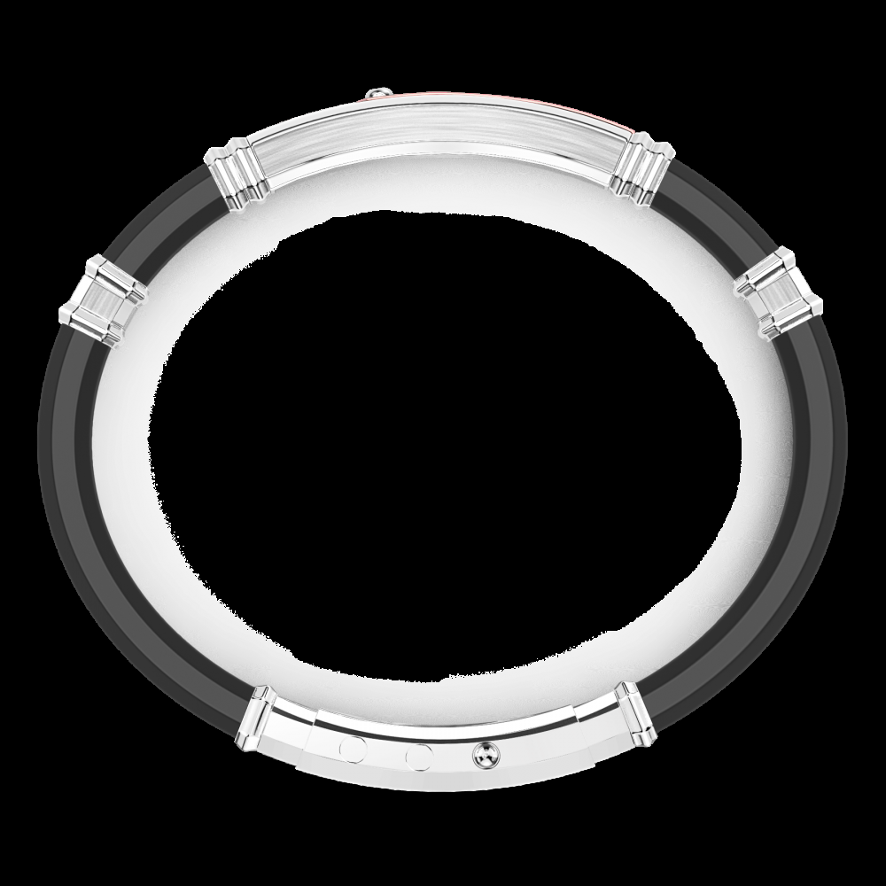 Zancan Bracciale Zancan in silicone nero con targa in argento e dettagli in oro rosa Negozio