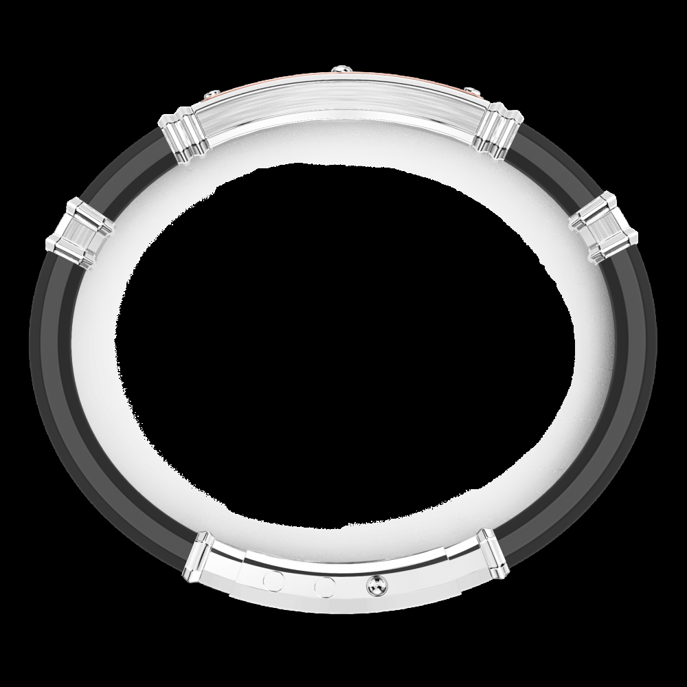 Zancan Bracciale Zancan in silicone nero con targa in argento e dettagli in oro rosa In Saldo