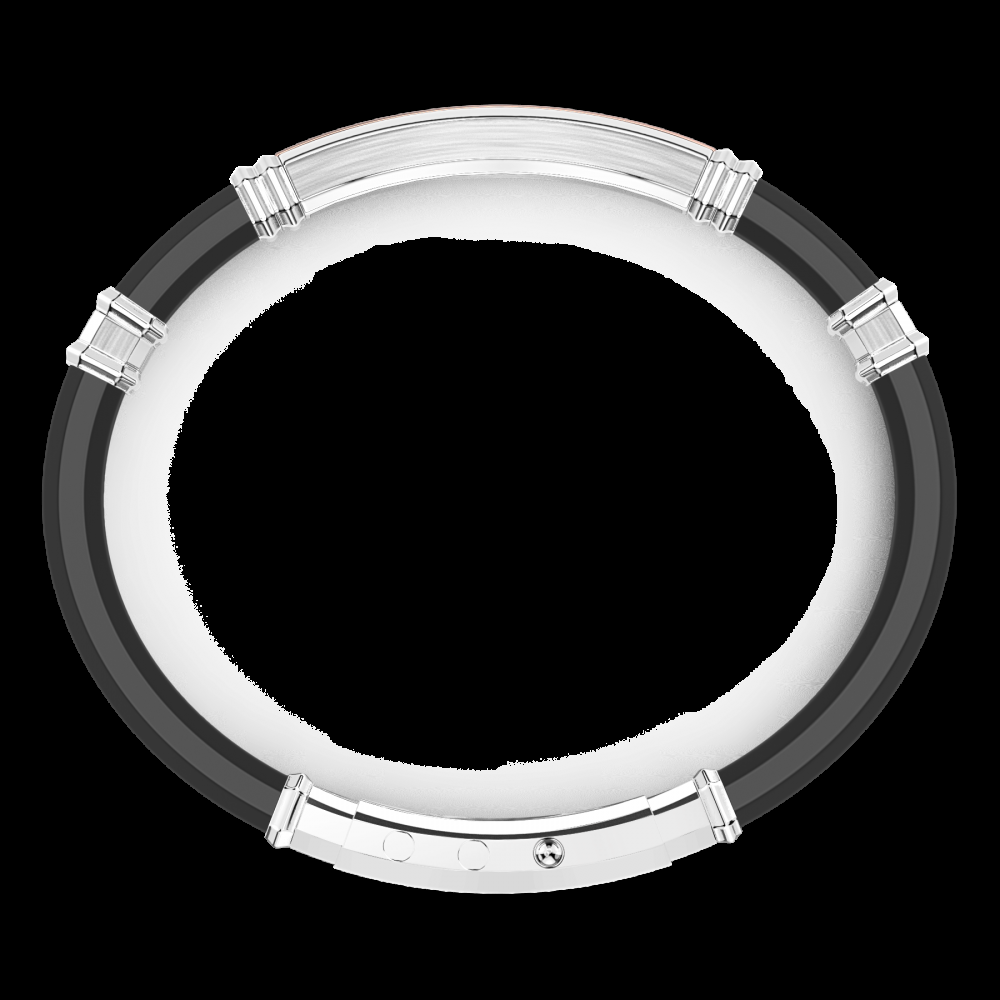 Zancan Bracciale Zancan in silicone nero con targa in argento e dettagli in oro rosa Nuova